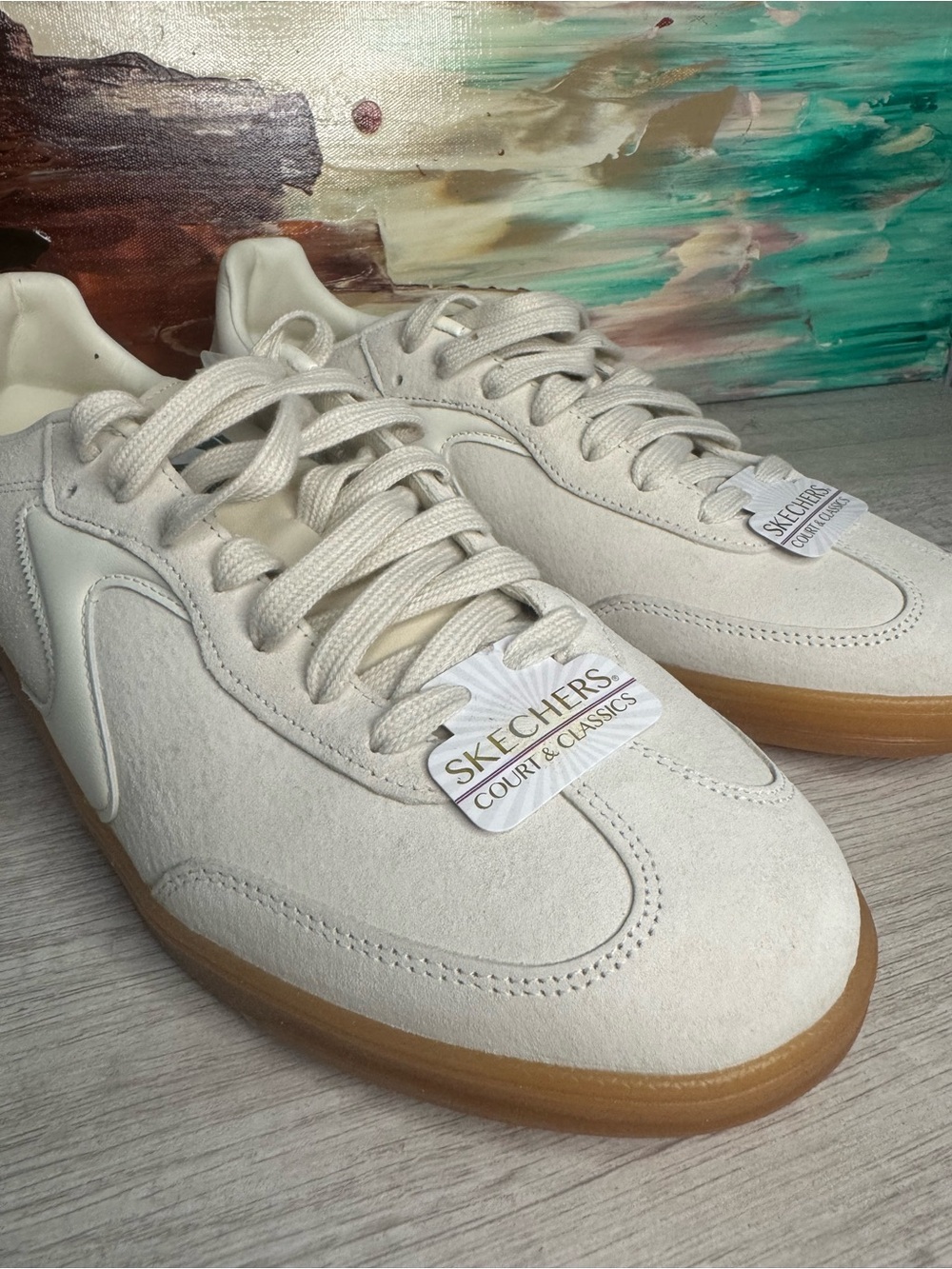 Skechers Court & Classics Natural Suede Gum Sole Sneakers Men’s 10.5 NWOT